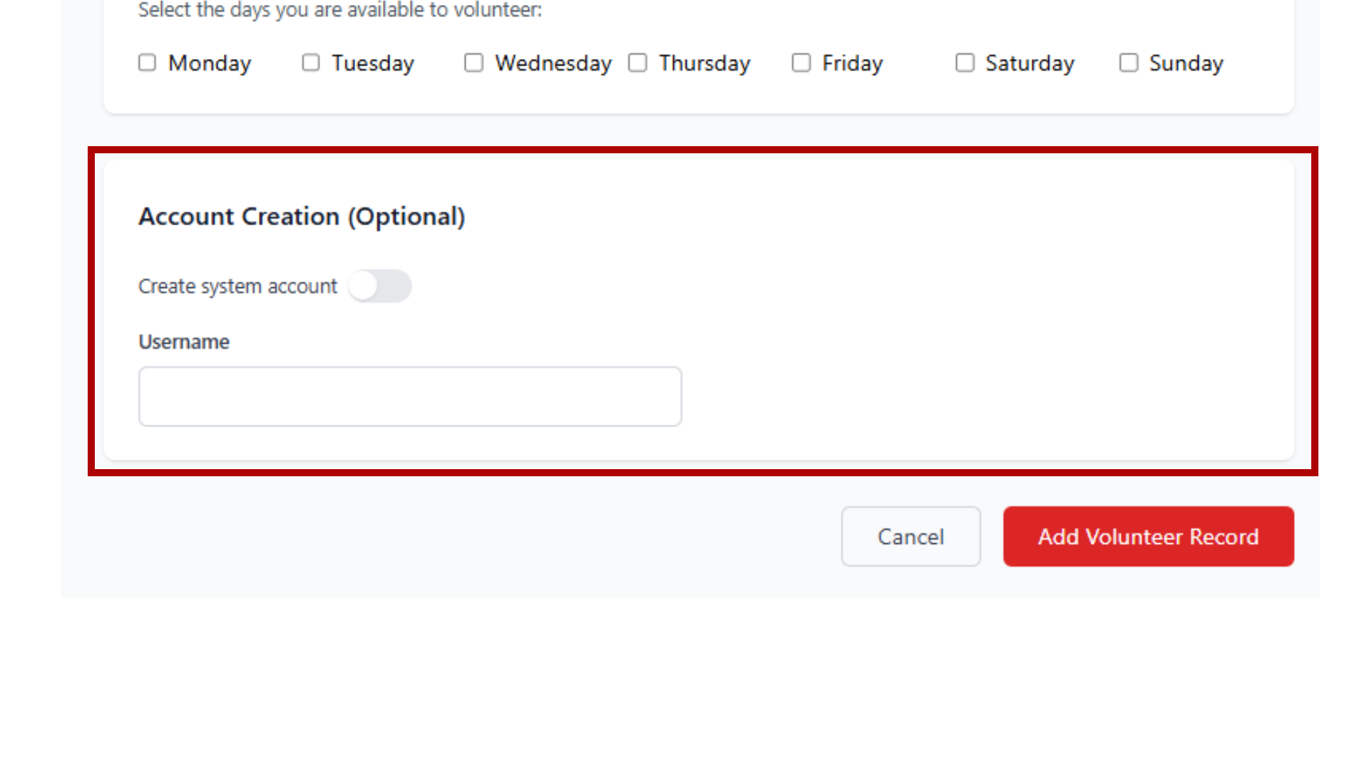 Account Creation Optional